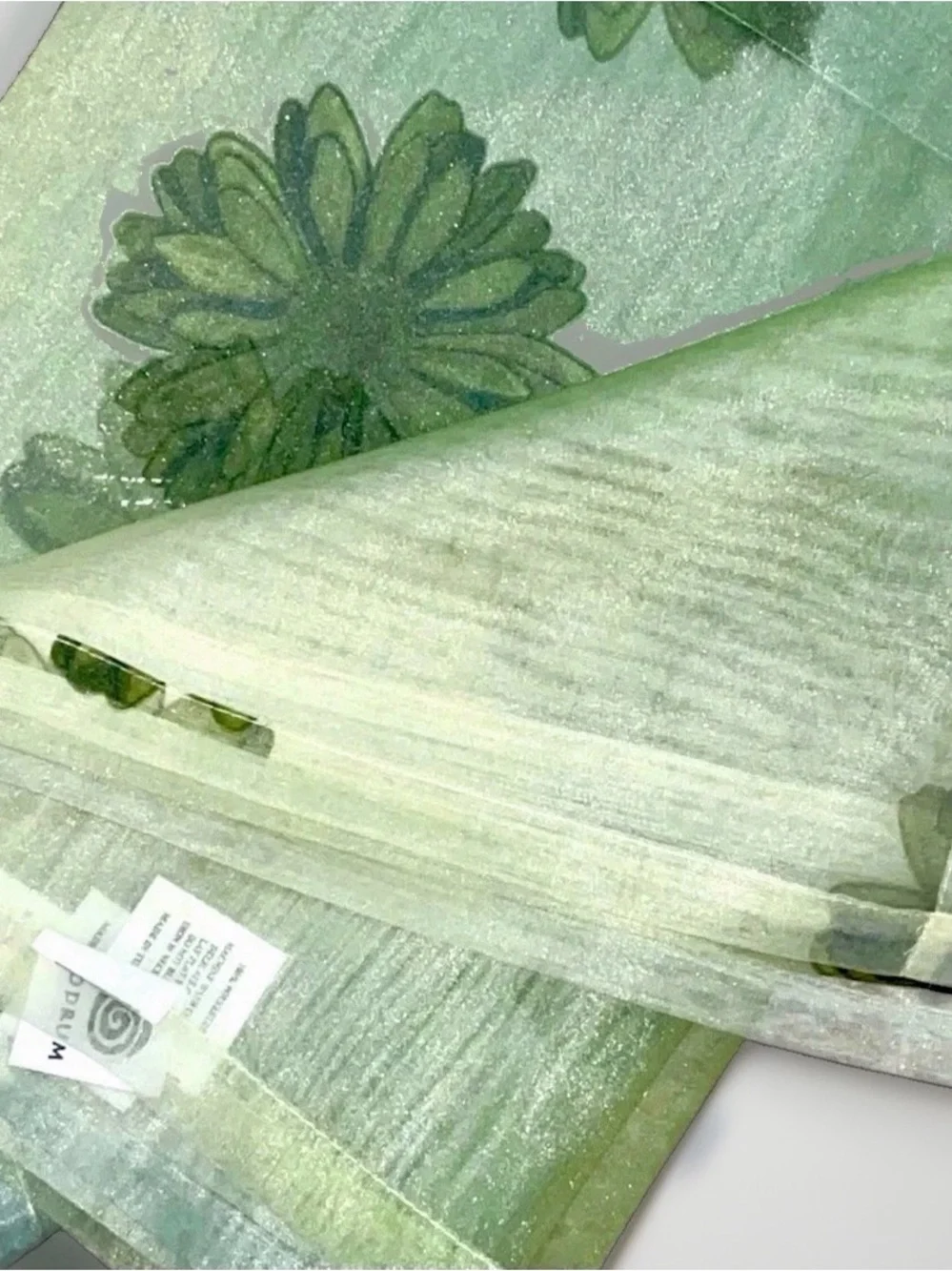 Bodrum Green Floral Sheer Fabric Table Placemats 14
